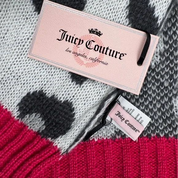 NWT Juicy Couture Leopard Print Pink Trim Scarf Women’s Winter Animal Print - Picture 2 of 5